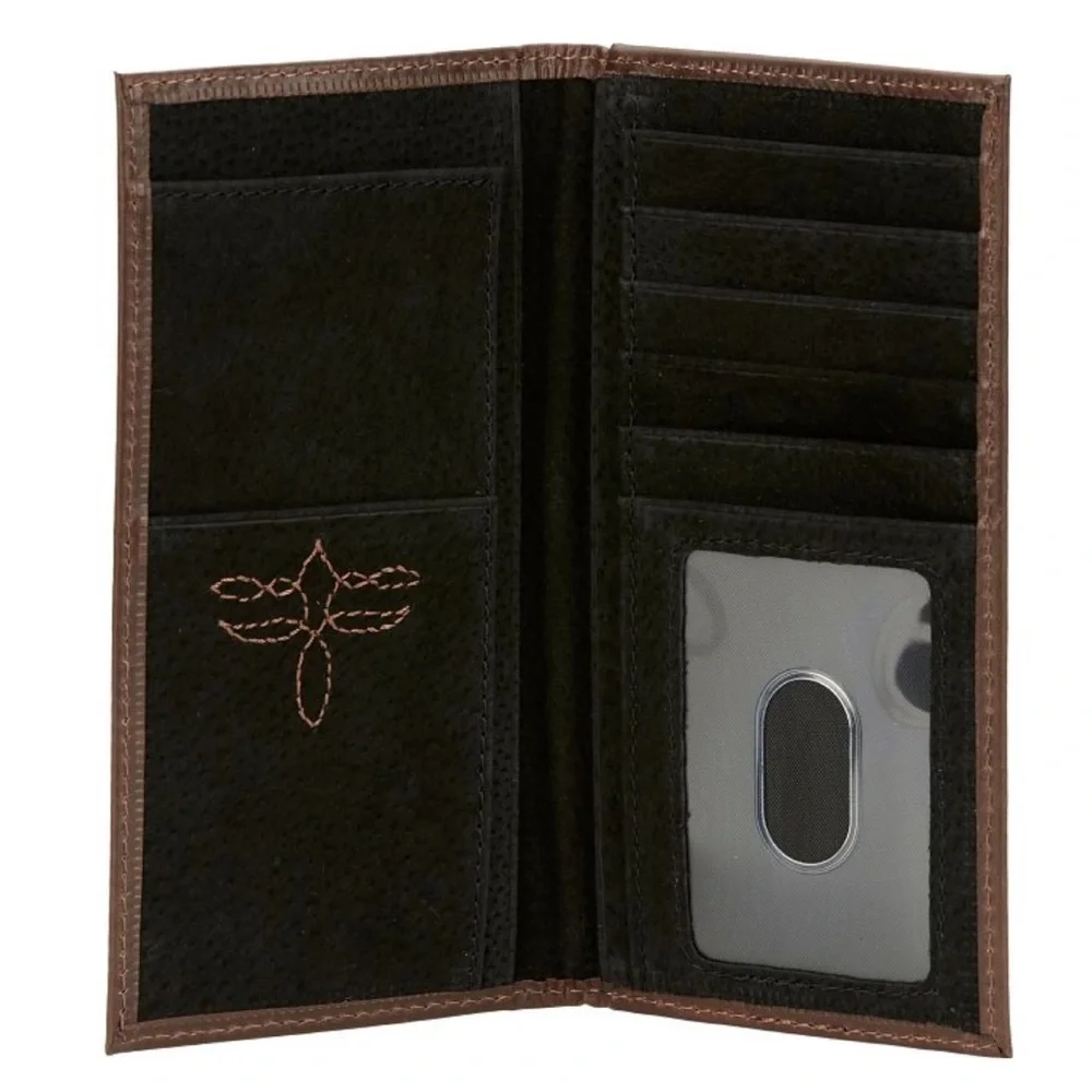 Justin Genuine Leather Junior Rodeo Wallet Brown With Boot Stitch Detail RFID